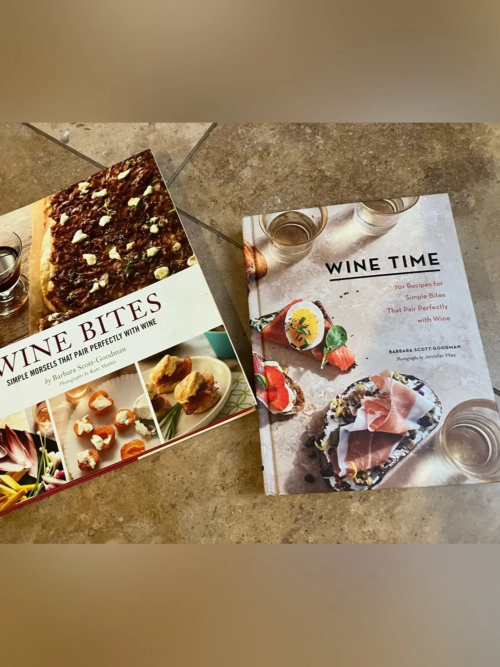 2 Wine & small plates cookbooks with 2-sided Wine and Food Matching Wheel